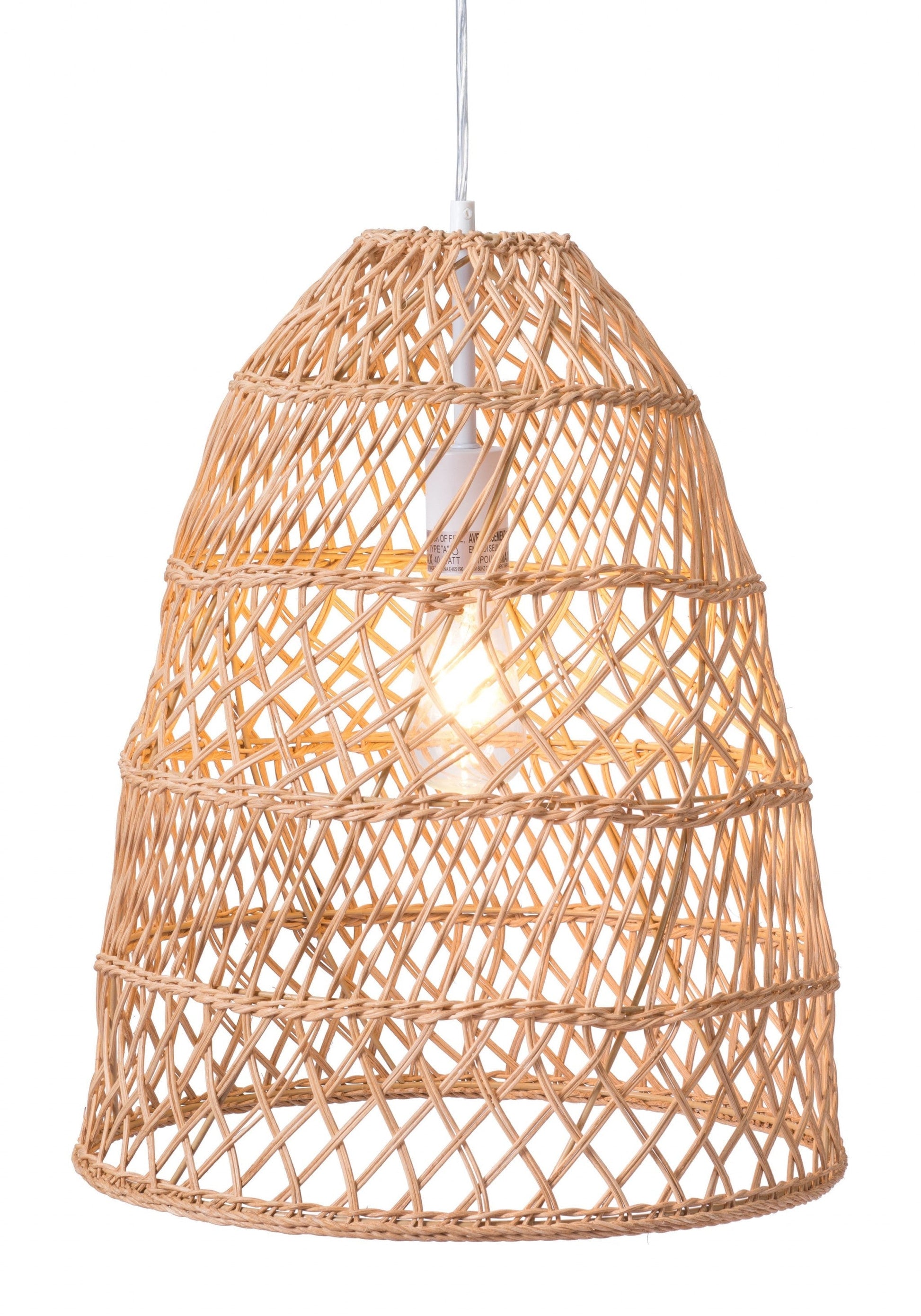 HomeRoots Ceiling Lamp With Natural Basket Shade