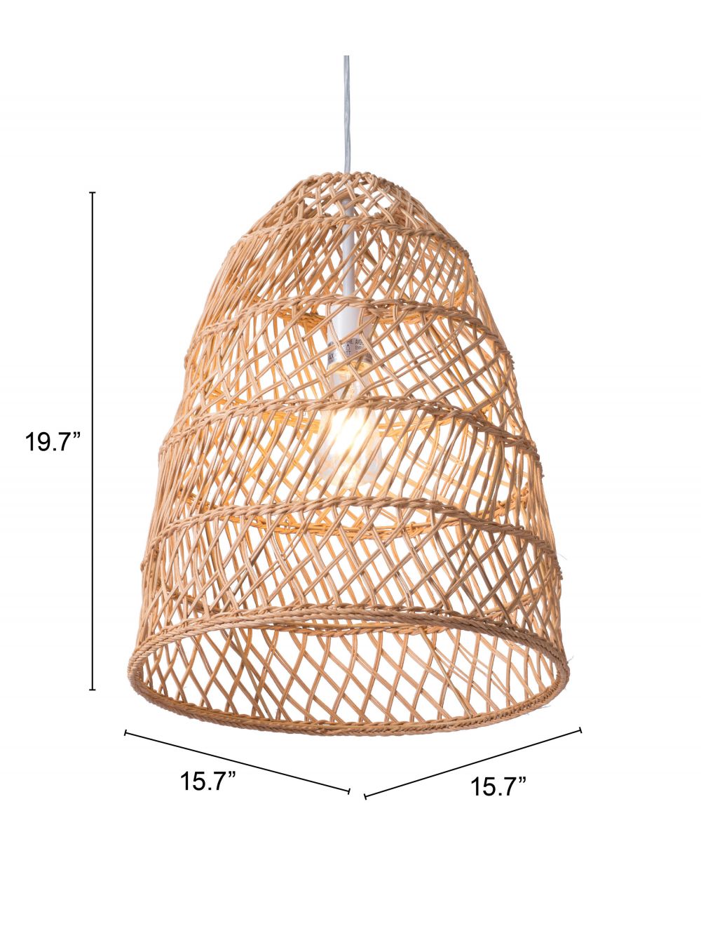 HomeRoots Ceiling Lamp With Natural Basket Shade