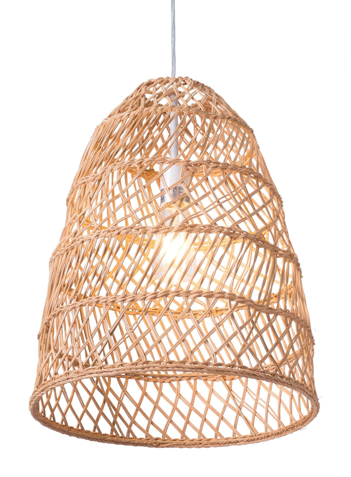 HomeRoots Ceiling Lamp With Natural Basket Shade