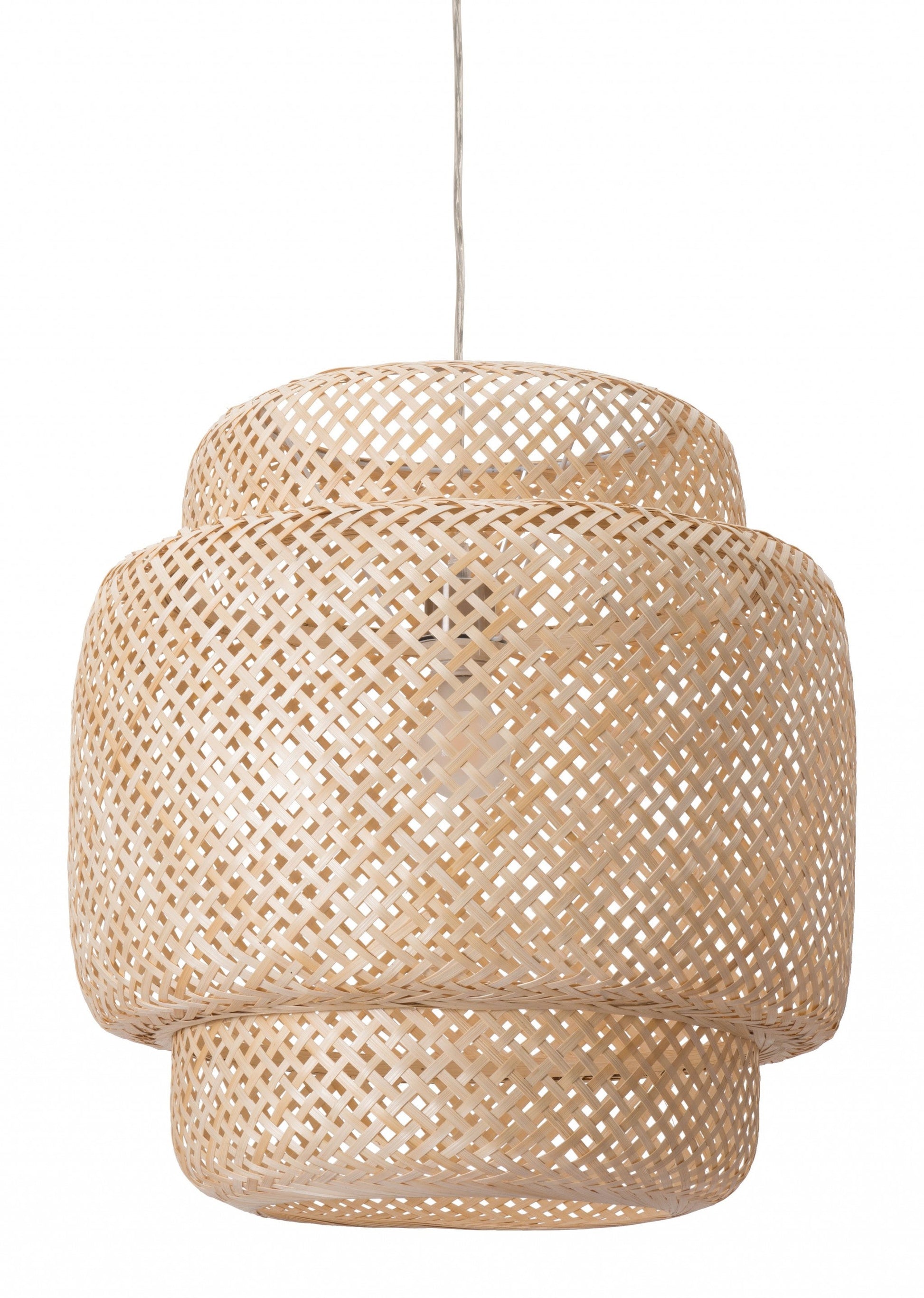 HomeRoots Ceiling Lamp With Natural Boho Weave Shade