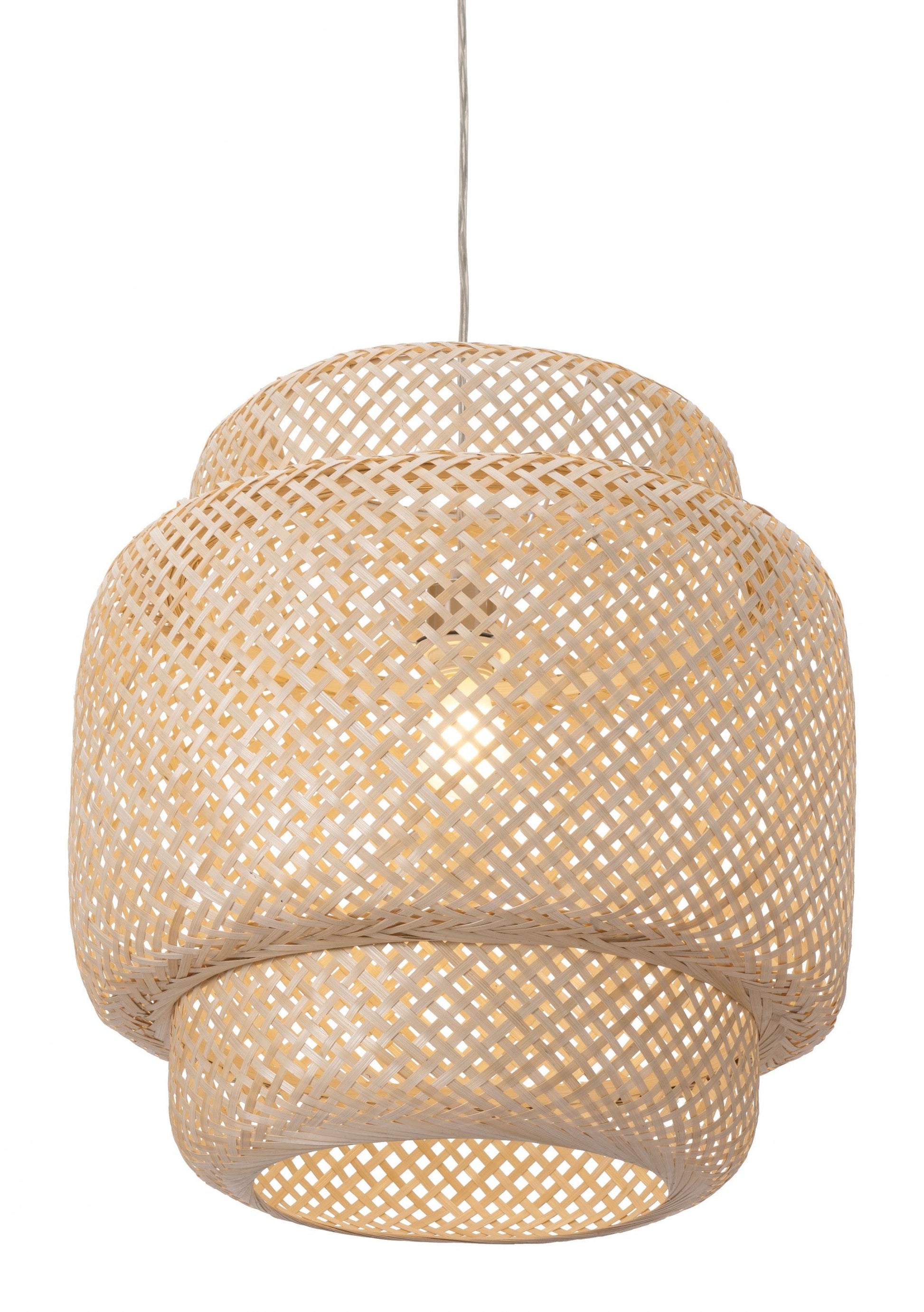 HomeRoots Ceiling Lamp With Natural Boho Weave Shade