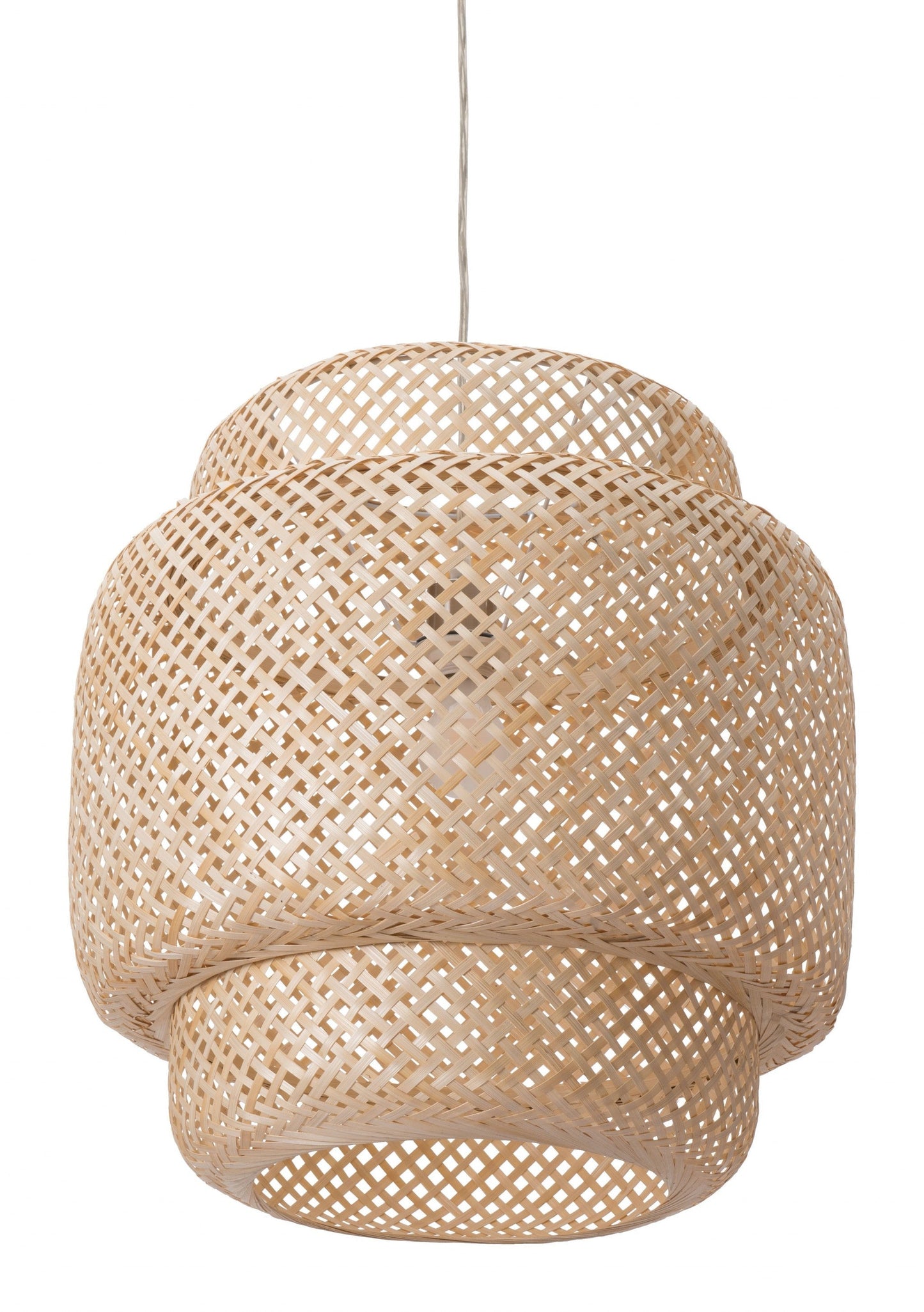 HomeRoots Ceiling Lamp With Natural Boho Weave Shade