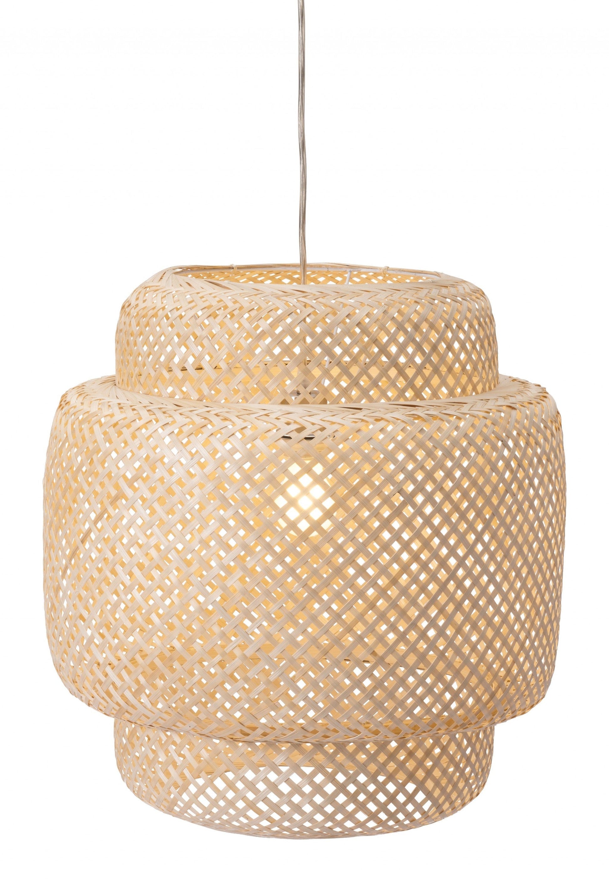 HomeRoots Ceiling Lamp With Natural Boho Weave Shade