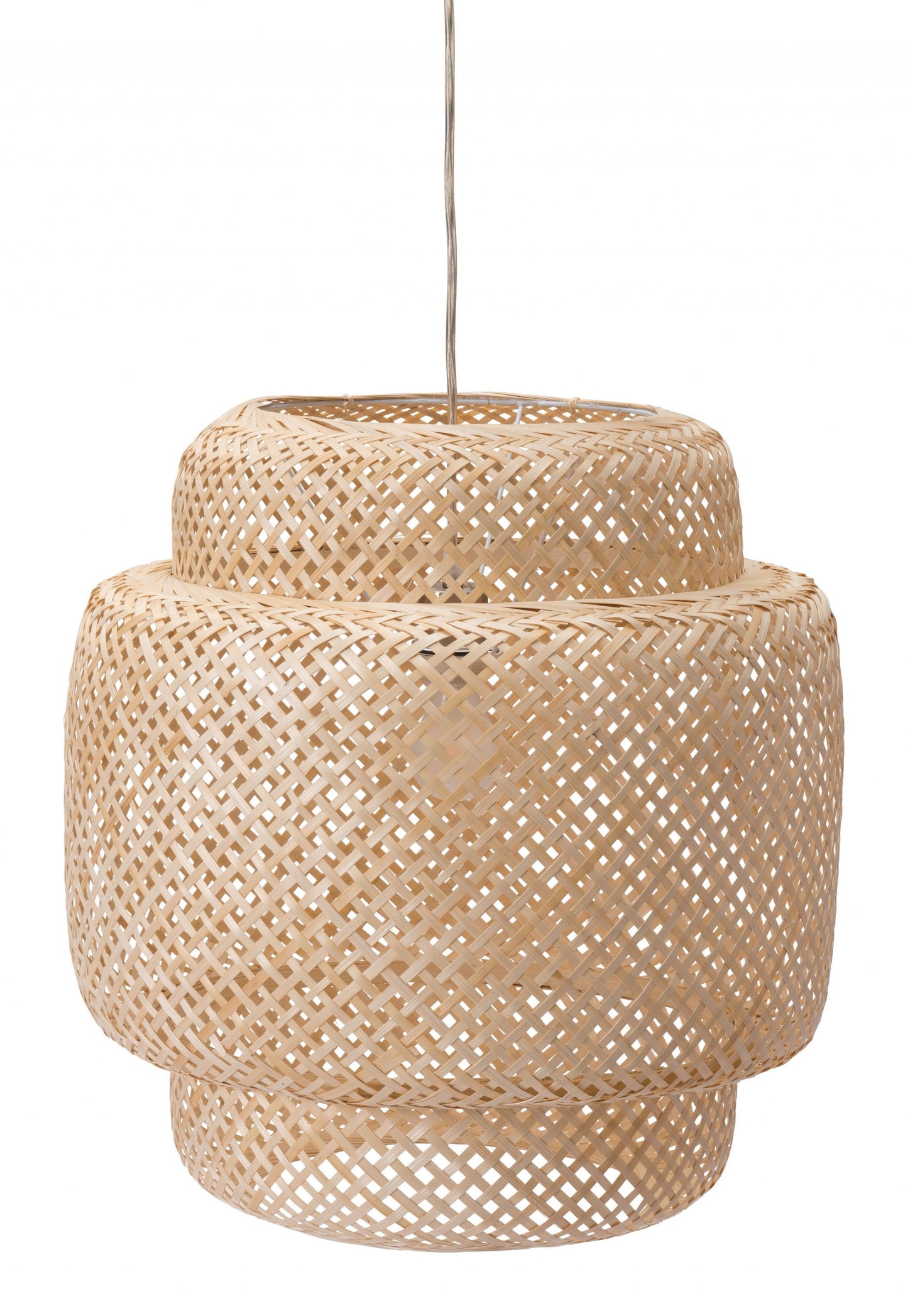 HomeRoots Ceiling Lamp With Natural Boho Weave Shade