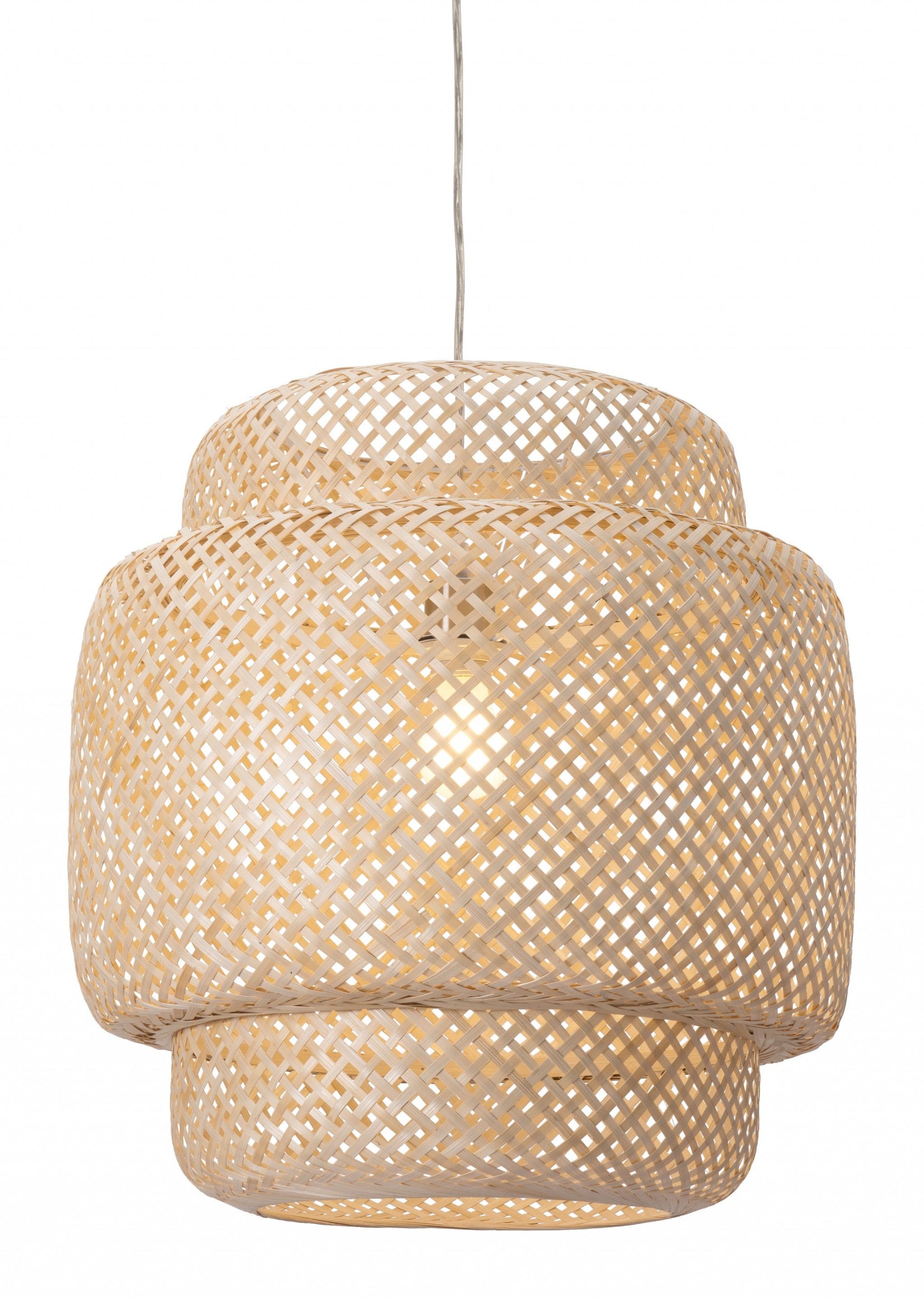 HomeRoots Ceiling Lamp With Natural Boho Weave Shade