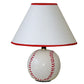 HomeRoots Ceramic Baseball Shaped Table Lamp With White Shade and Red Finish