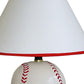 HomeRoots Ceramic Baseball Shaped Table Lamp With White Shade and Red Finish