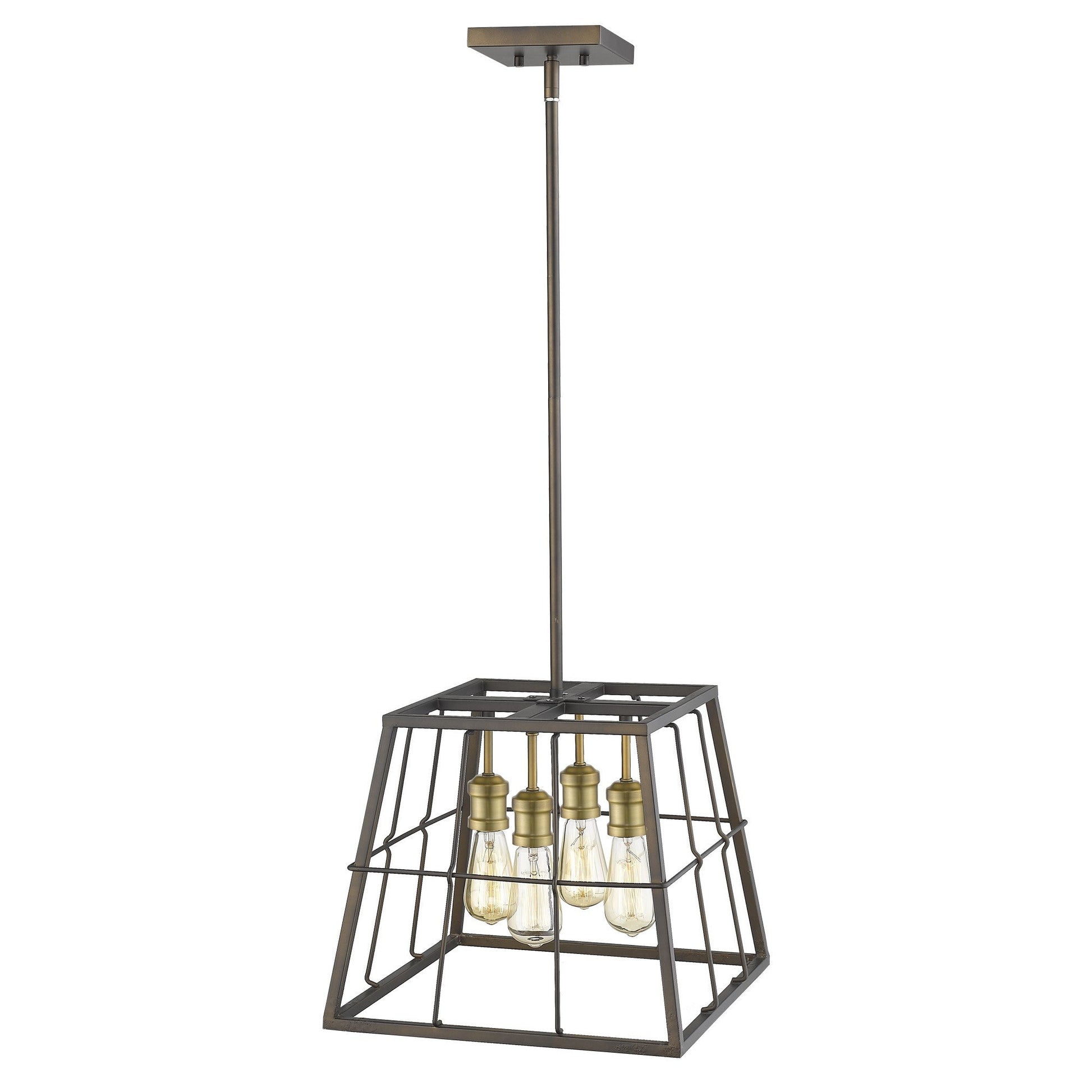HomeRoots Charley 4-Light Pendant in Oil Rubbed Bronze Finish