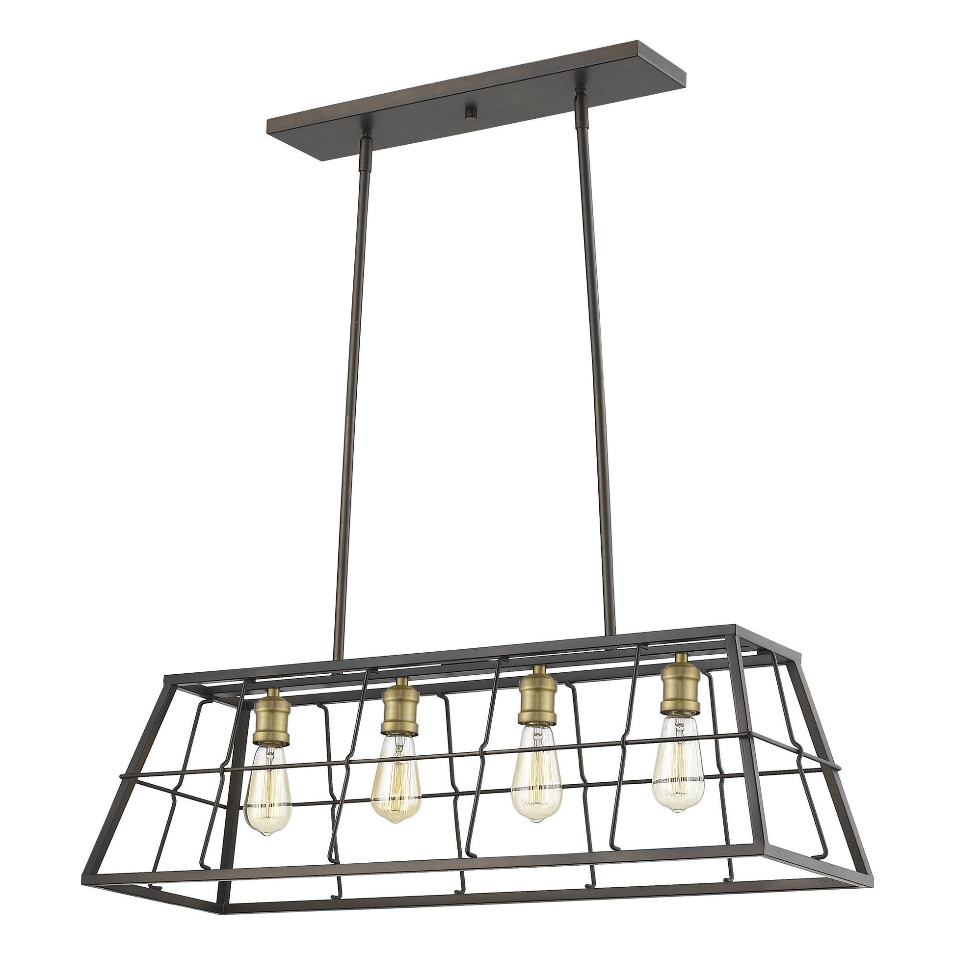 HomeRoots Charley 4-Light Pendant in Oil Rubbed Bronze Finish