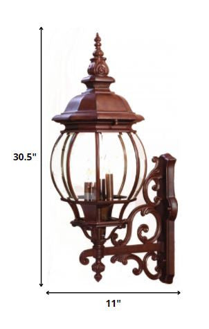 HomeRoots Chateau 4-Light Wall Light With Burled Walnut Finish