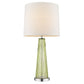 HomeRoots Chiara 1-Light Apple Green Glass Table Lamp With Off White Shantung Shade and Polished Chrome Finish