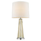 HomeRoots Chiara 1-Light Champagne Glass And Polished Chrome Table Lamp With Off White Shantung Shade