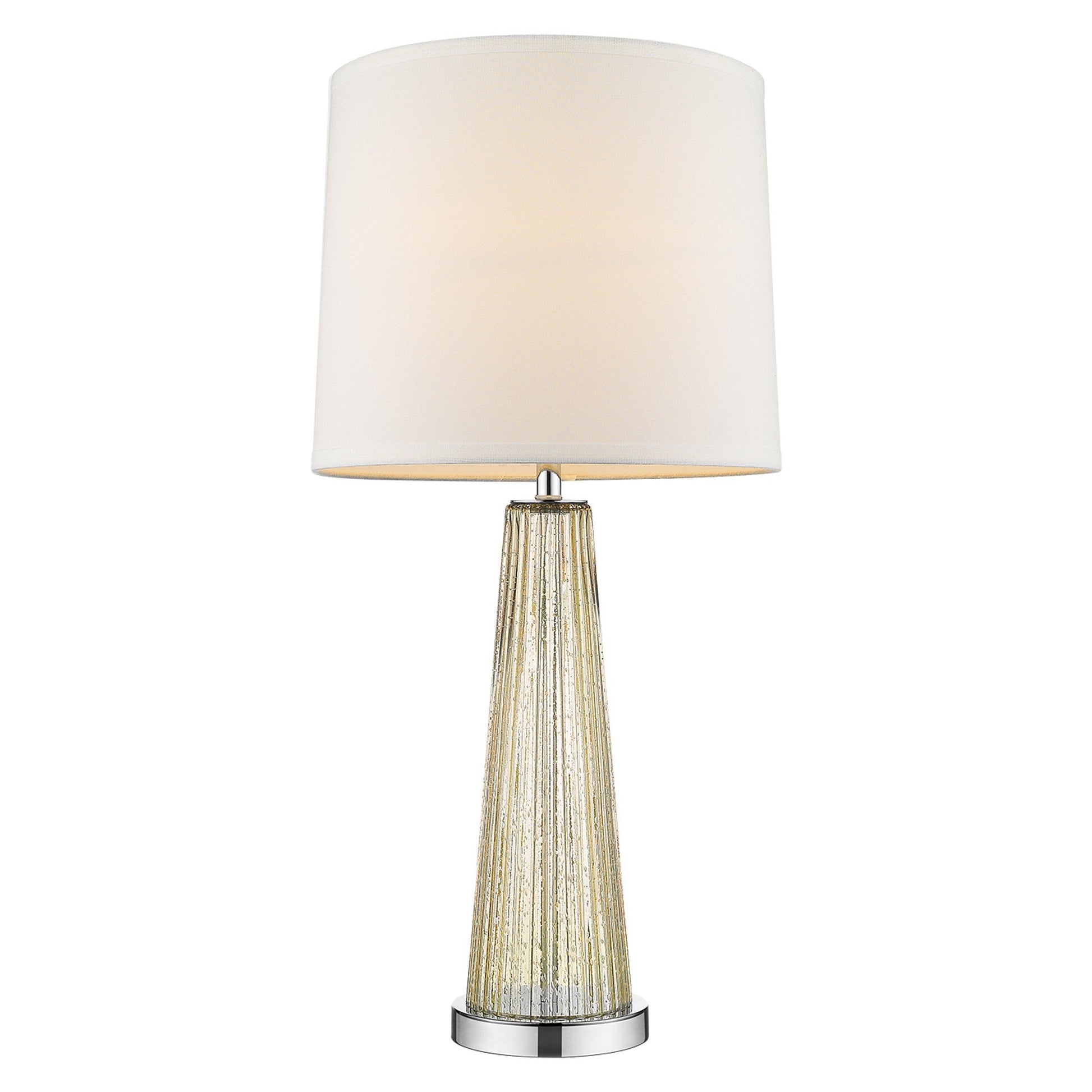 HomeRoots Chiara 1-Light Champagne Glass And Polished Chrome Table Lamp With Off White Shantung Shade