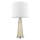HomeRoots Chiara 1-Light Champagne Glass And Polished Chrome Table Lamp With Off White Shantung Shade