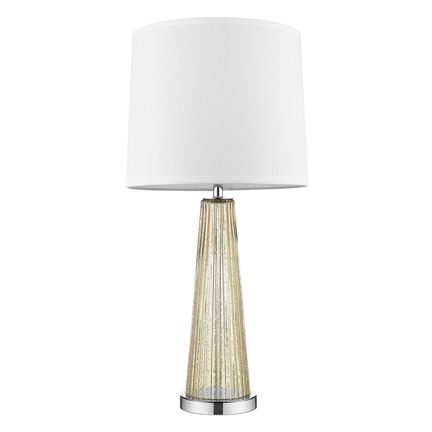 HomeRoots Chiara 1-Light Champagne Glass And Polished Chrome Table Lamp With Off White Shantung Shade