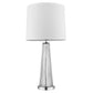 HomeRoots Chiara 1-Light Clear Glass Table Lamp With Off White Shantung Shade and Polished Chrome Finish