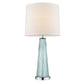 HomeRoots Chiara 1-Light Seafoam Glass And Polished Chrome Table Lamp With Off White Shantung Shade