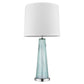 HomeRoots Chiara 1-Light Seafoam Glass And Polished Chrome Table Lamp With Off White Shantung Shade