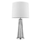 HomeRoots Chiara 1-Light Steel Glass Table Lamp With Off White Shantung Shade and Polished Chrome Finish