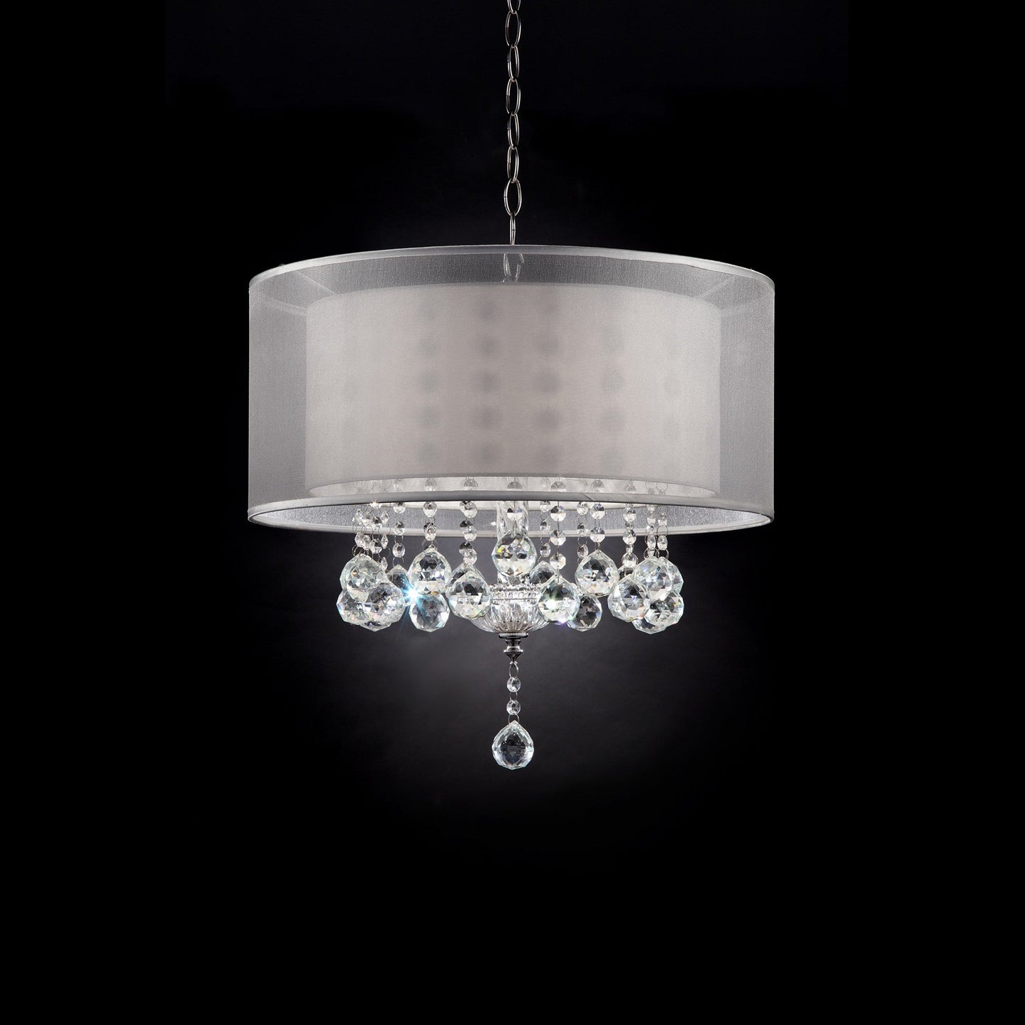 HomeRoots Chic Silver Ceiling Lamp With Crystal Accents and Silver Shade