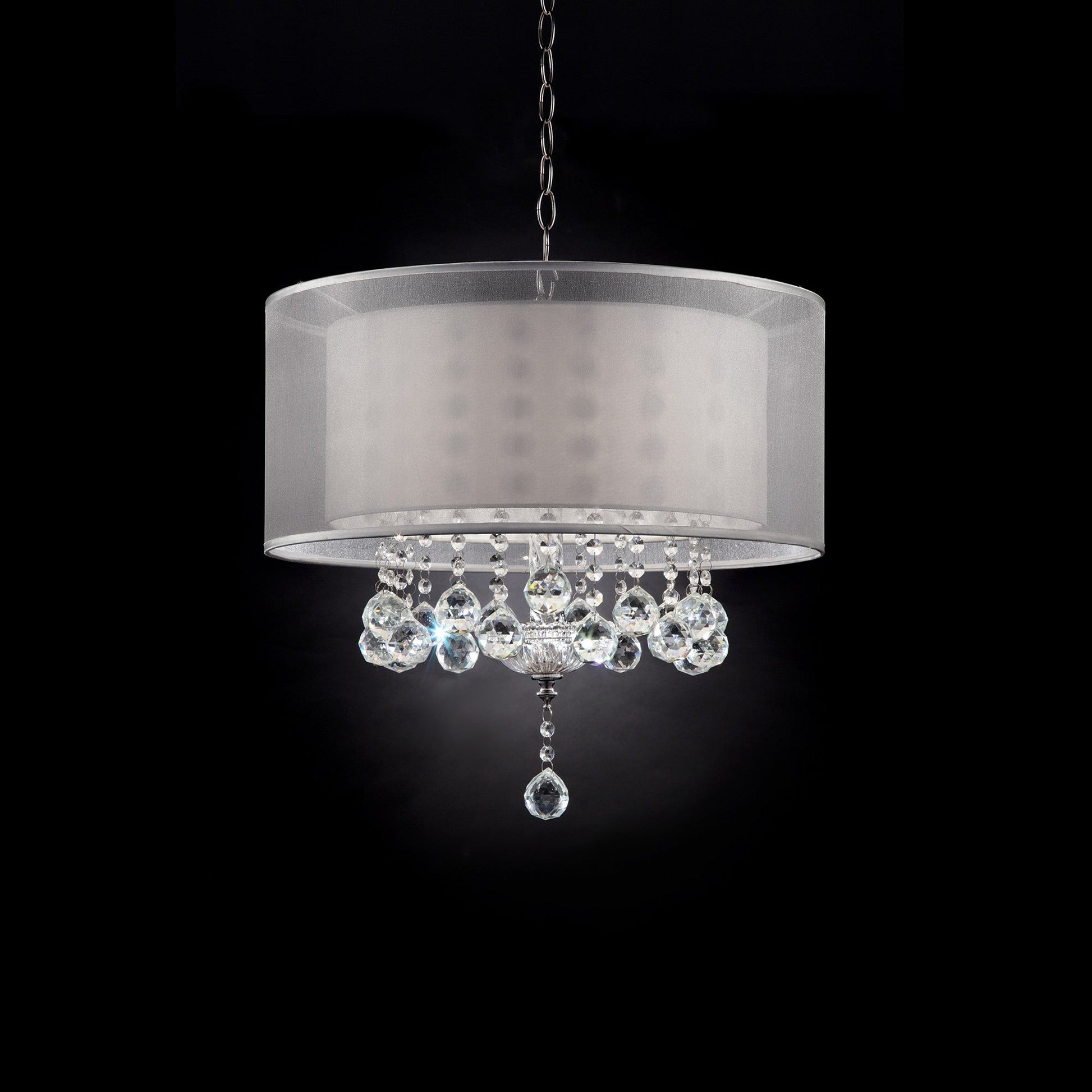 HomeRoots Chic Silver Ceiling Lamp With Crystal Accents and Silver Shade