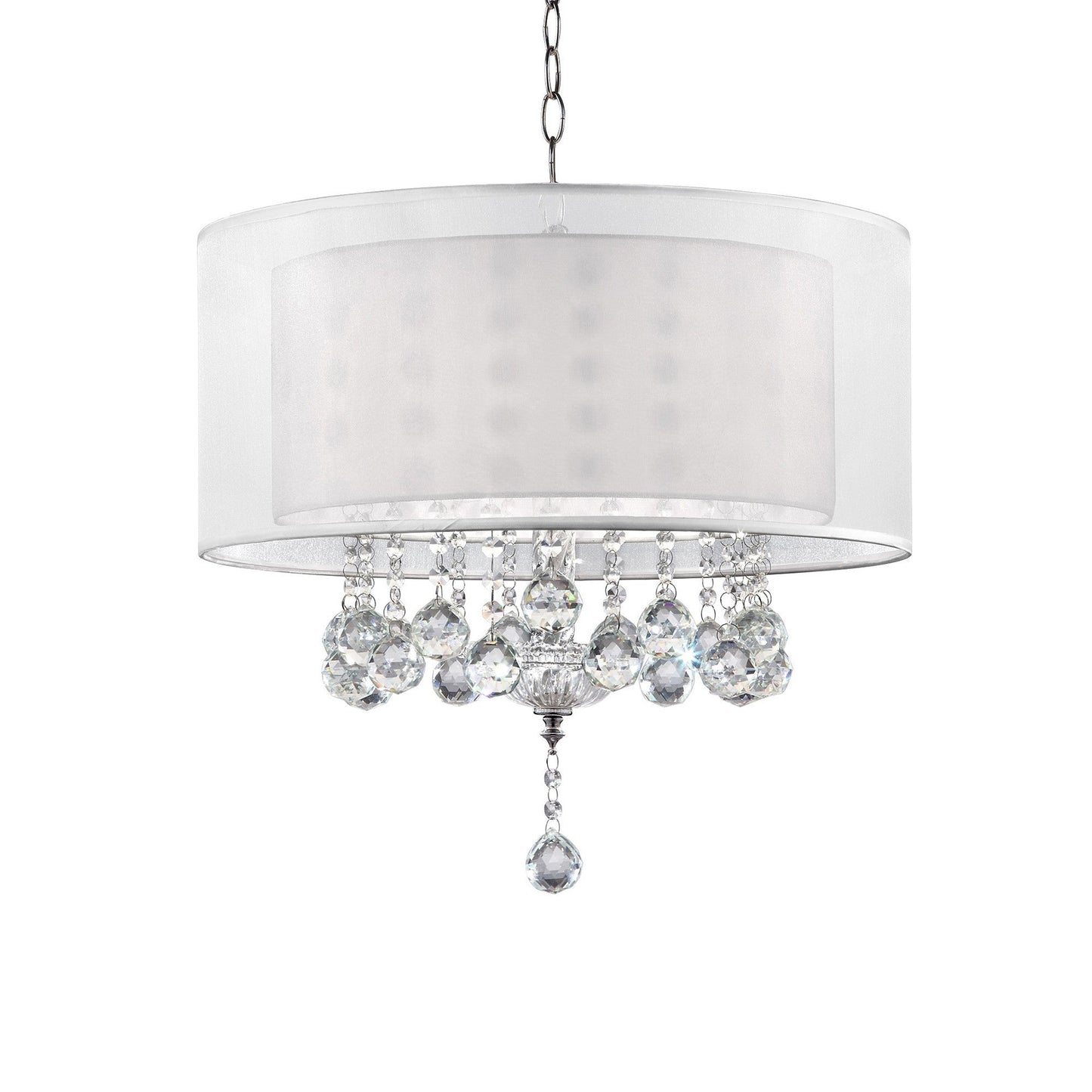 HomeRoots Chic Silver Ceiling Lamp With Crystal Accents and Silver Shade
