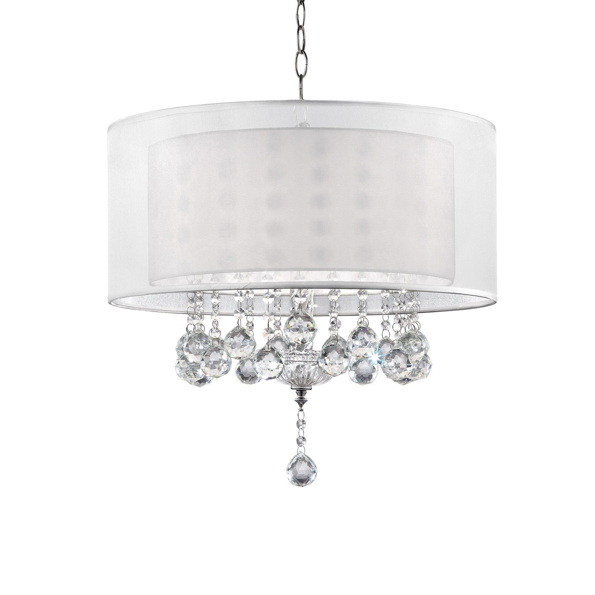 HomeRoots Chic Silver Ceiling Lamp With Crystal Accents and Silver Shade