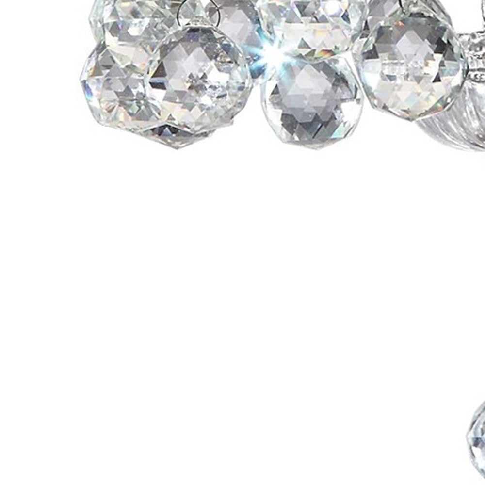 HomeRoots Chic Silver Ceiling Lamp With Crystal Accents and Silver Shade