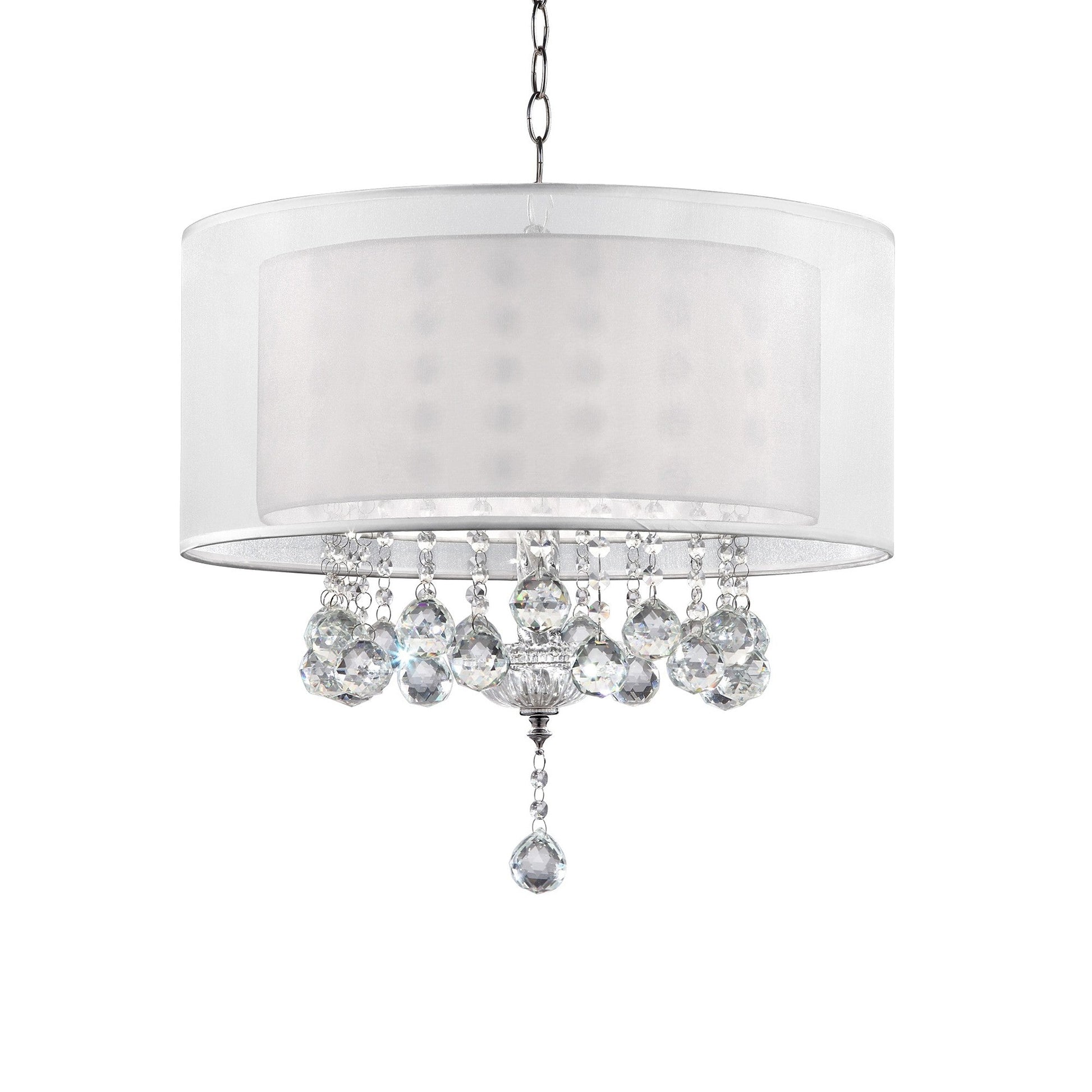 HomeRoots Chic Silver Ceiling Lamp With Crystal Accents and Silver Shade