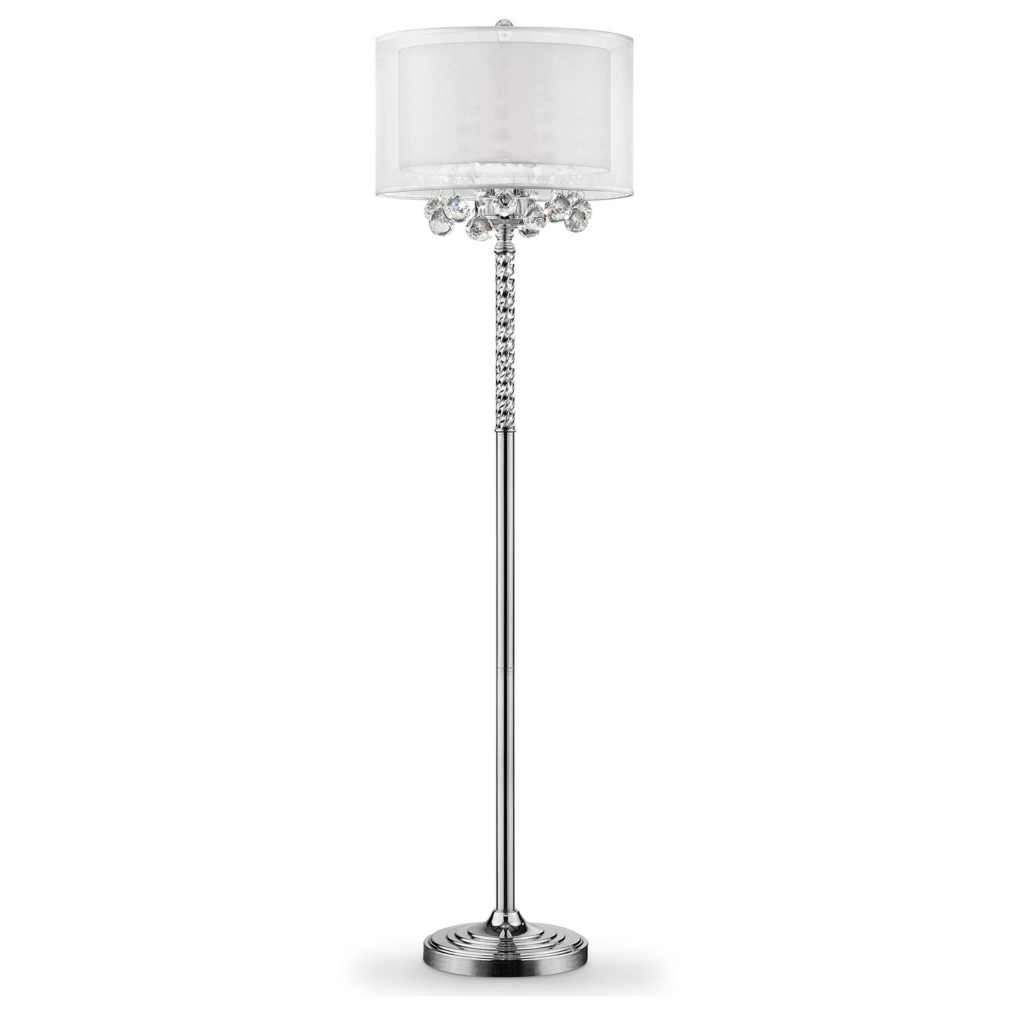 HomeRoots Chic Silver Floor Lamp With Crystal Accents and Silver Shade