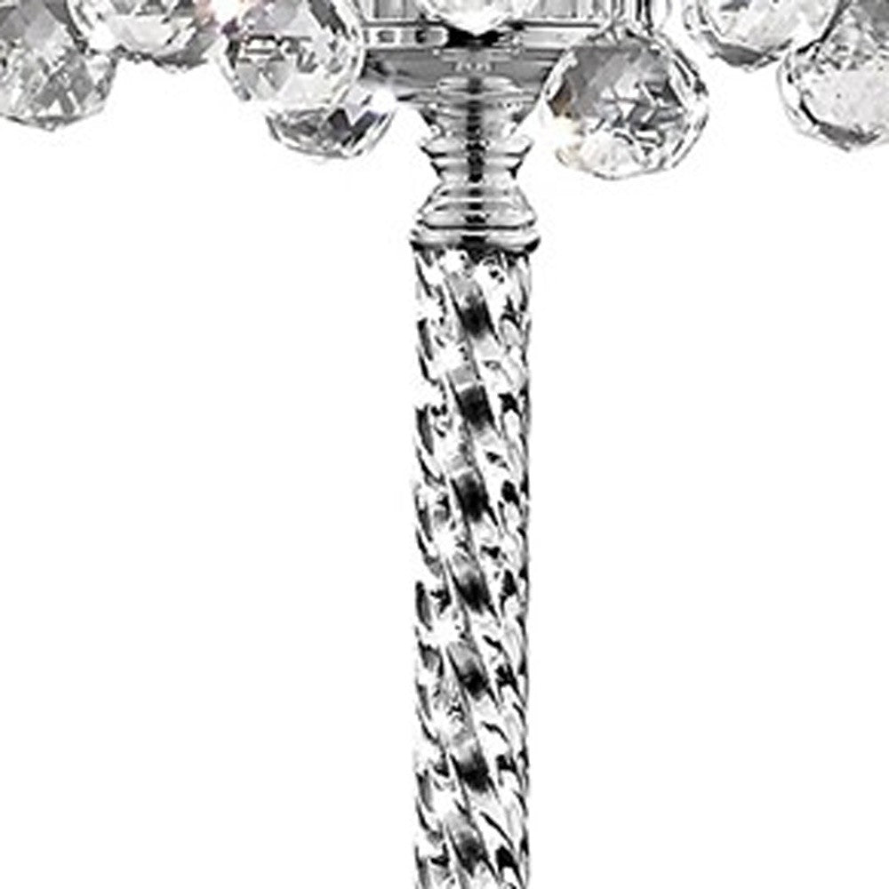 HomeRoots Chic Silver Floor Lamp With Crystal Accents and Silver Shade