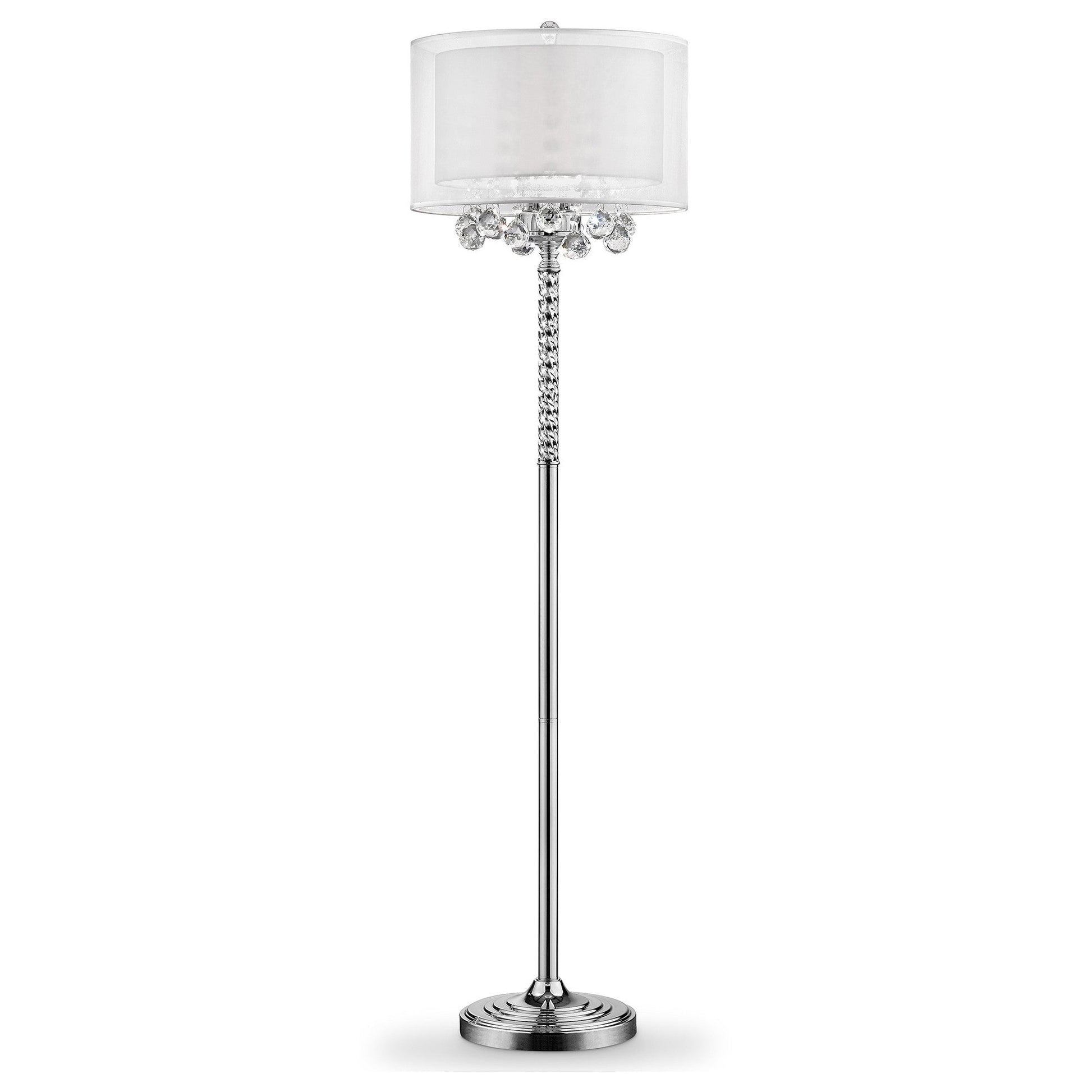 HomeRoots Chic Silver Floor Lamp With Crystal Accents and Silver Shade