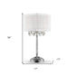 HomeRoots Chic Silver Tall Table Lamp With Crystal Accents and Silver Shade