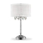 HomeRoots Chic Silver Tall Table Lamp With Crystal Accents and Silver Shade