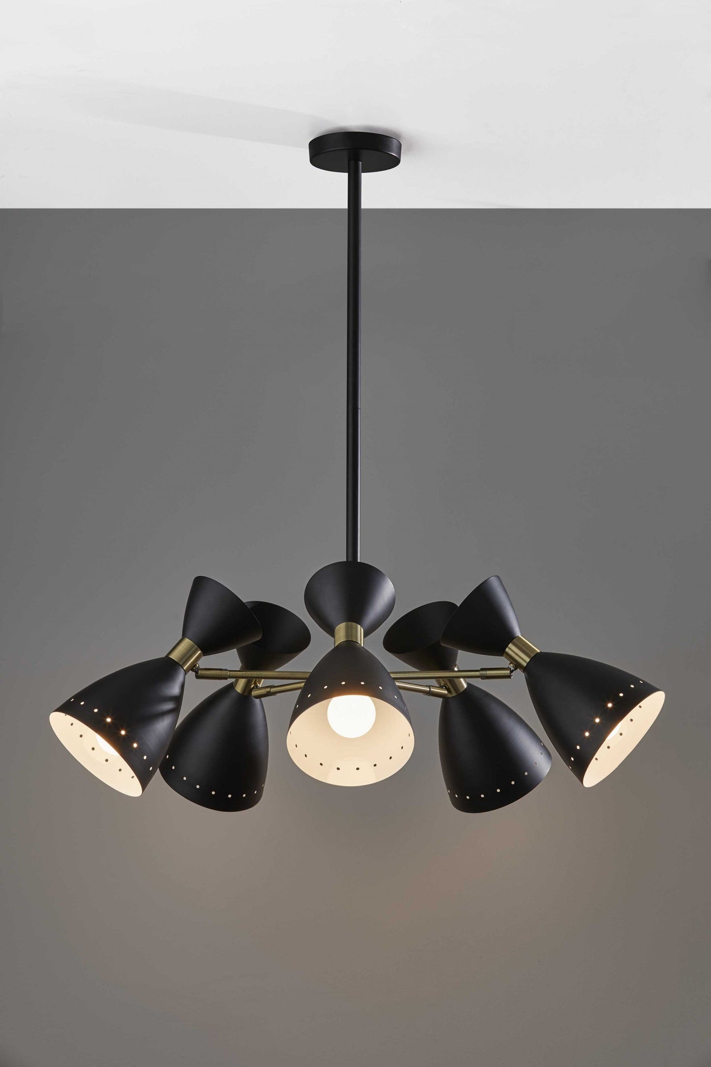 HomeRoots Cinco Diabolo Adjustable Pendant With Black Metal Finish