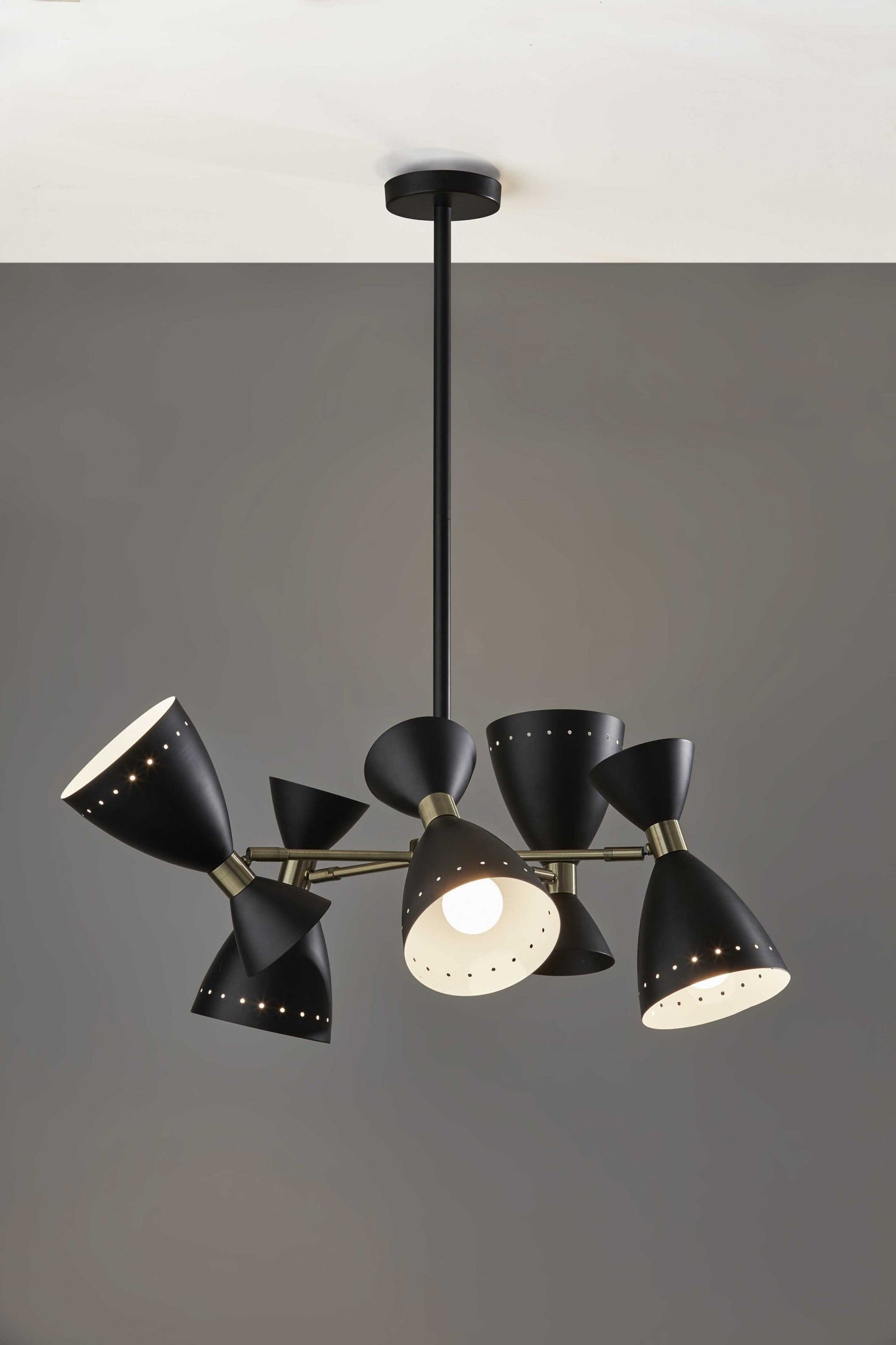 HomeRoots Cinco Diabolo Adjustable Pendant With Black Metal Finish