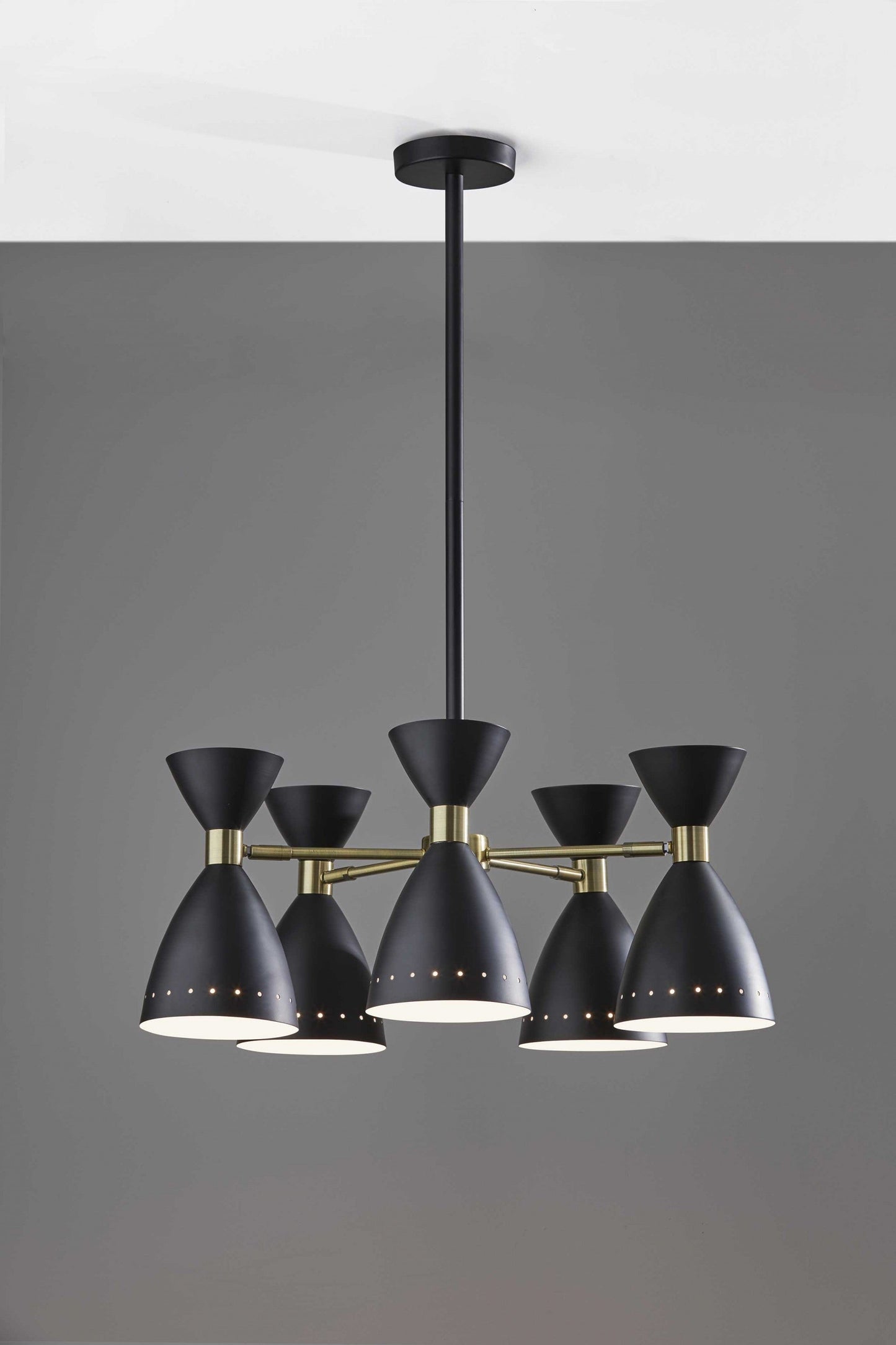 HomeRoots Cinco Diabolo Adjustable Pendant With Black Metal Finish
