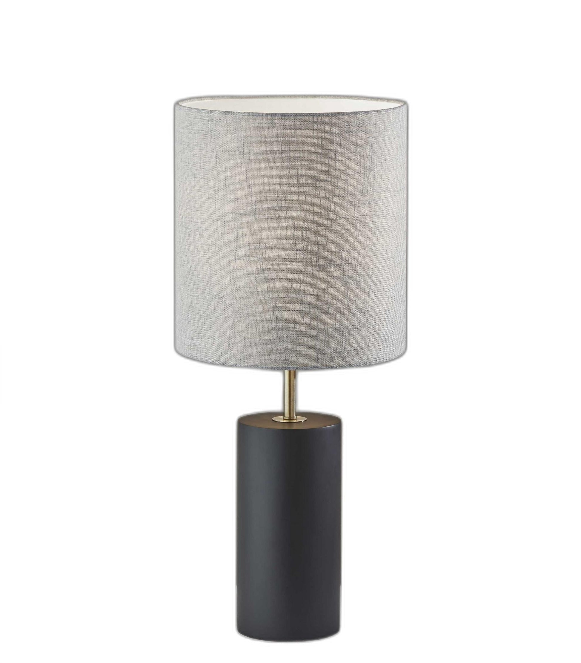 HomeRoots Circular Block Table Lamp With Black Wood Finish