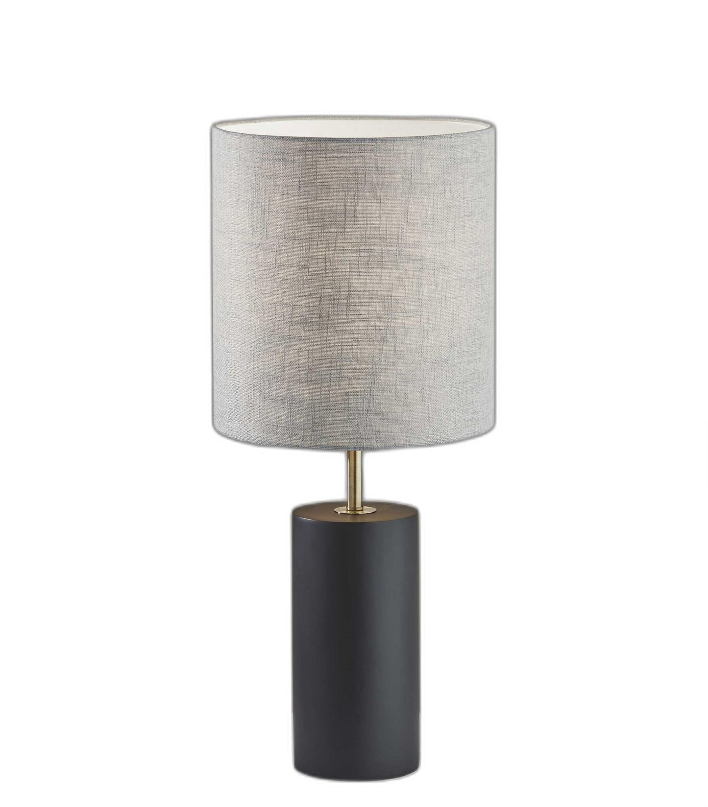 HomeRoots Circular Block Table Lamp With Black Wood Finish