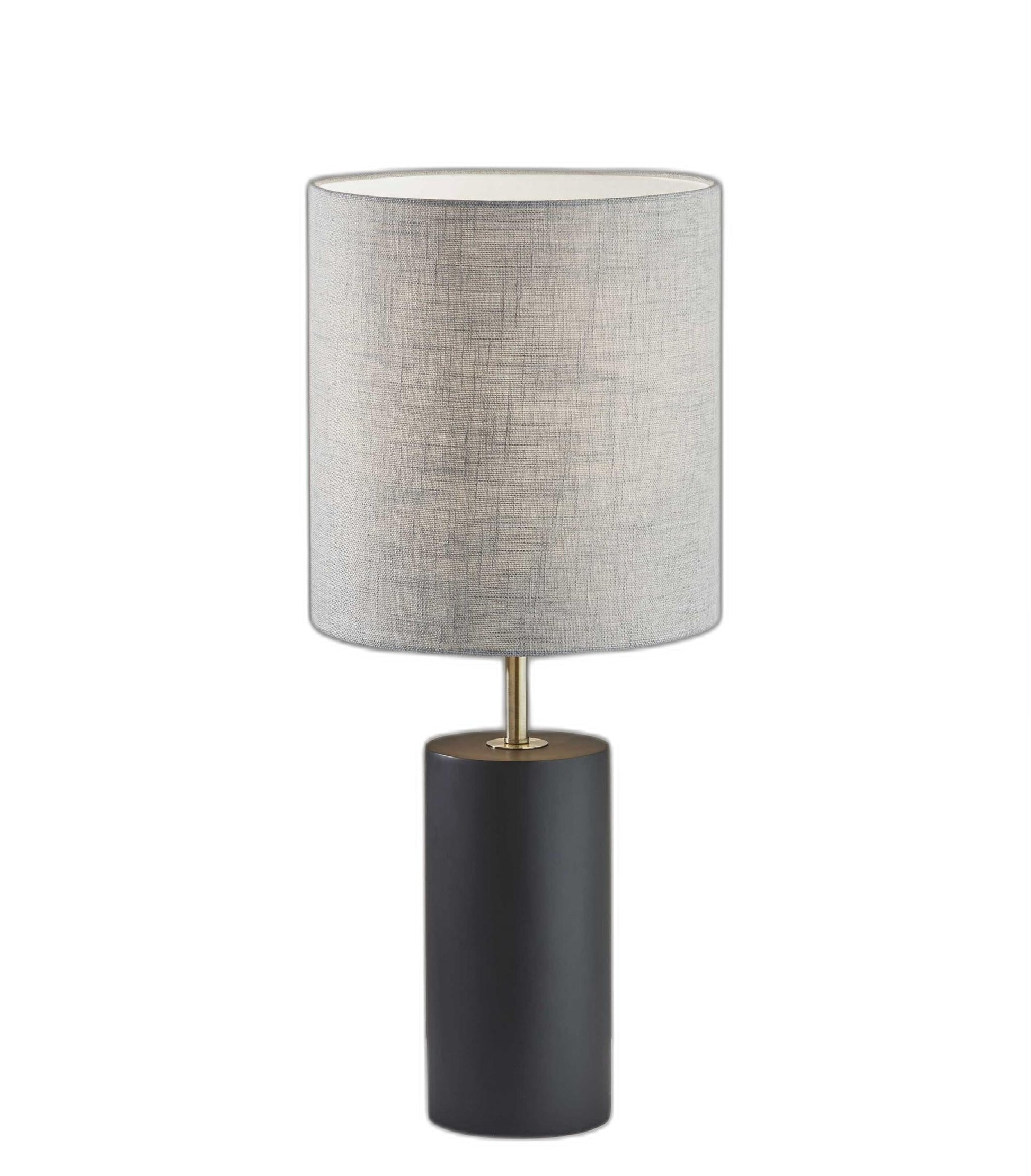 HomeRoots Circular Block Table Lamp With Black Wood Finish