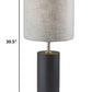 HomeRoots Circular Block Table Lamp With Black Wood Finish