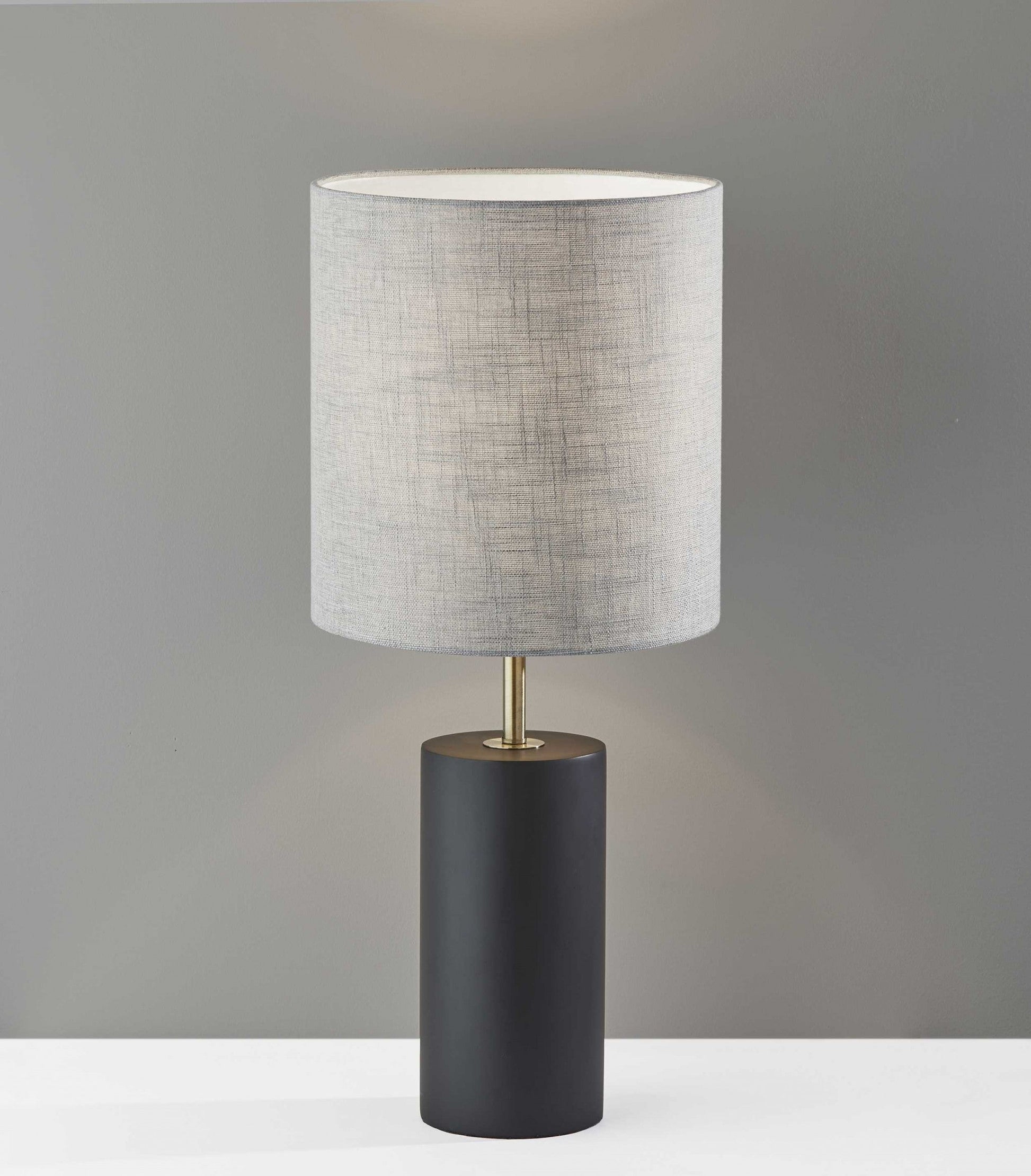HomeRoots Circular Block Table Lamp With Black Wood Finish