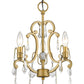 HomeRoots Claire 3-Light Antique Gold Convertible Mini Chandelierto Semi-Flush Mount With Crystal Accents