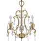 HomeRoots Claire 3-Light Antique Gold Convertible Mini Chandelierto Semi-Flush Mount With Crystal Accents