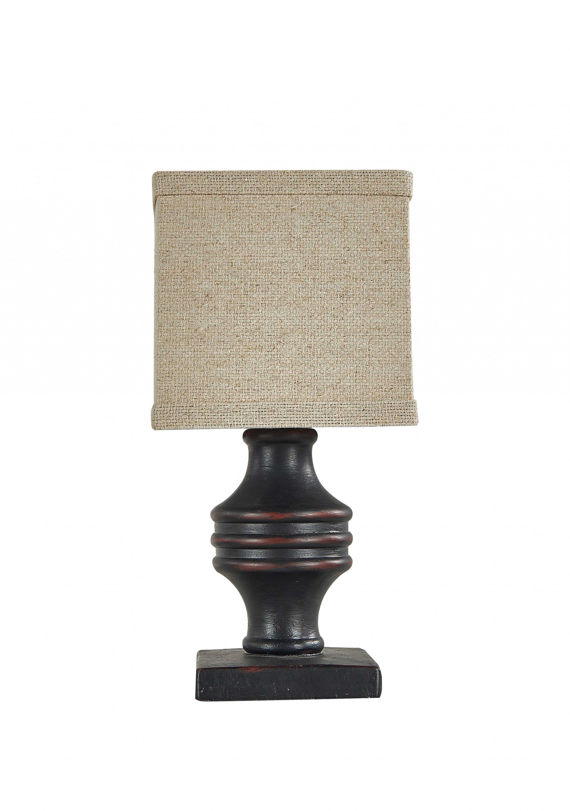 HomeRoots Classic Accent Lamp With Neutral Shade and Black Finish