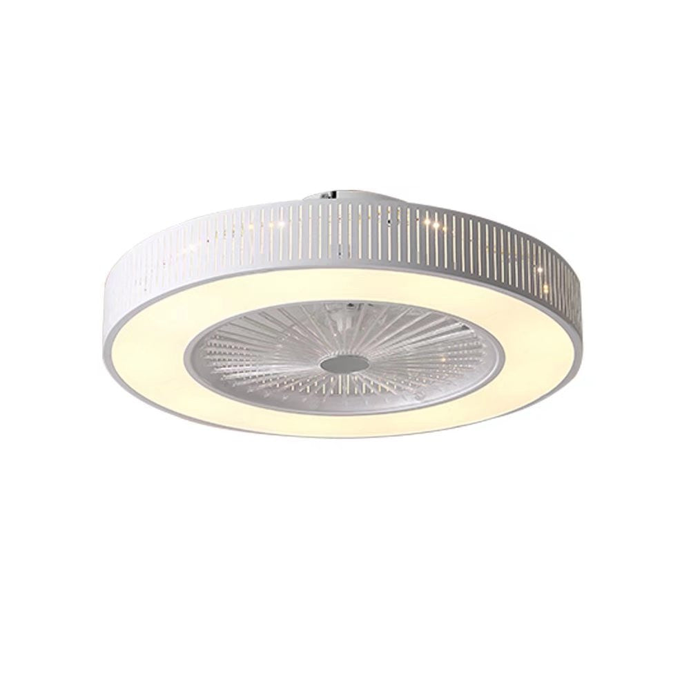 HomeRoots Classy Ceiling Fan And Round LED Lamp in White Finish