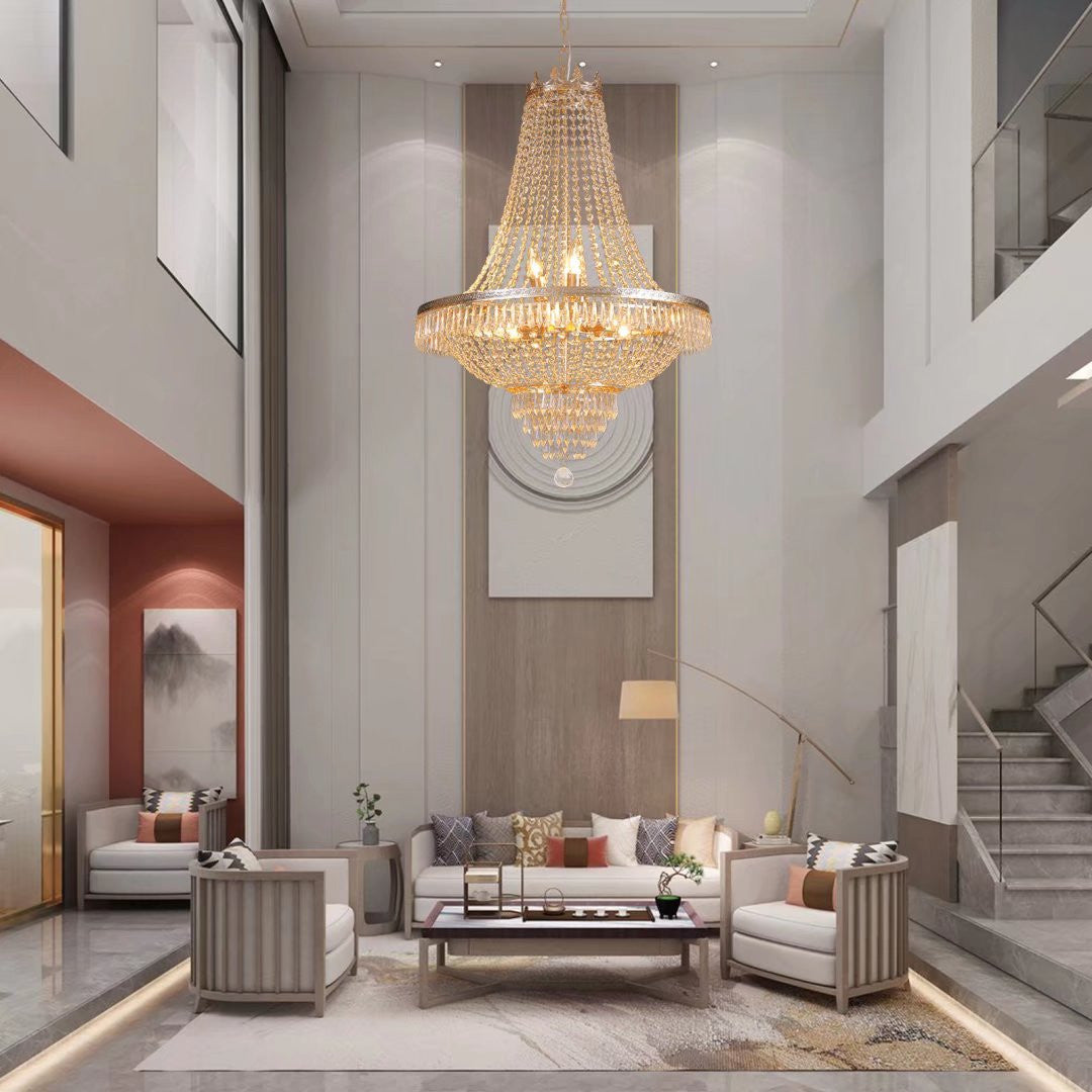 HomeRoots Classy Glam Faux Crystal Chandelier in Gold Finish