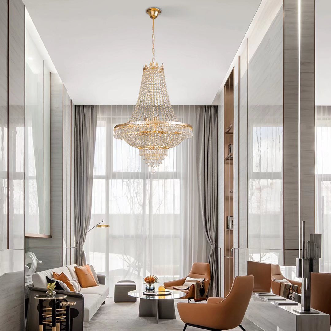 HomeRoots Classy Glam Faux Crystal Chandelier in Gold Finish