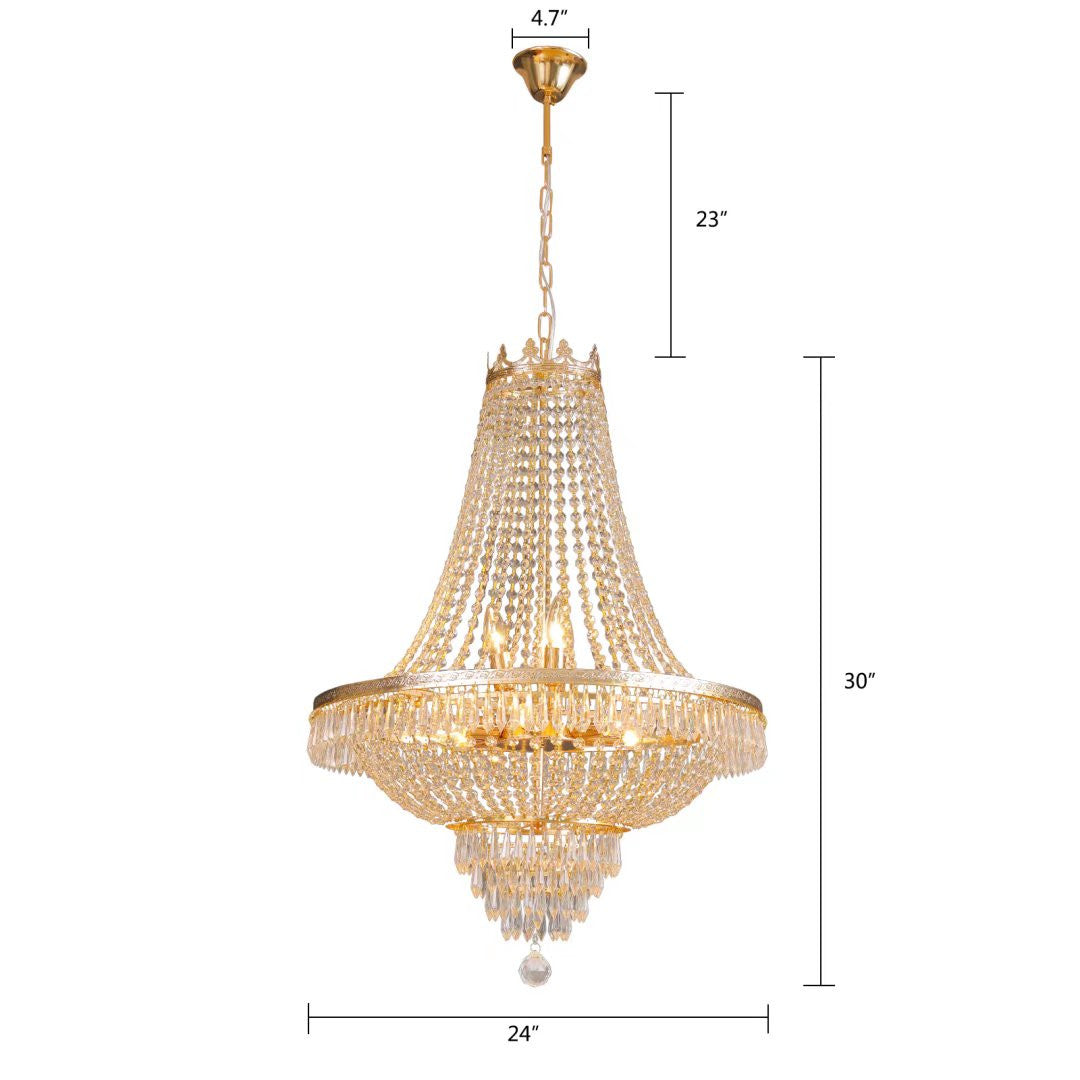 HomeRoots Classy Glam Faux Crystal Chandelier in Gold Finish