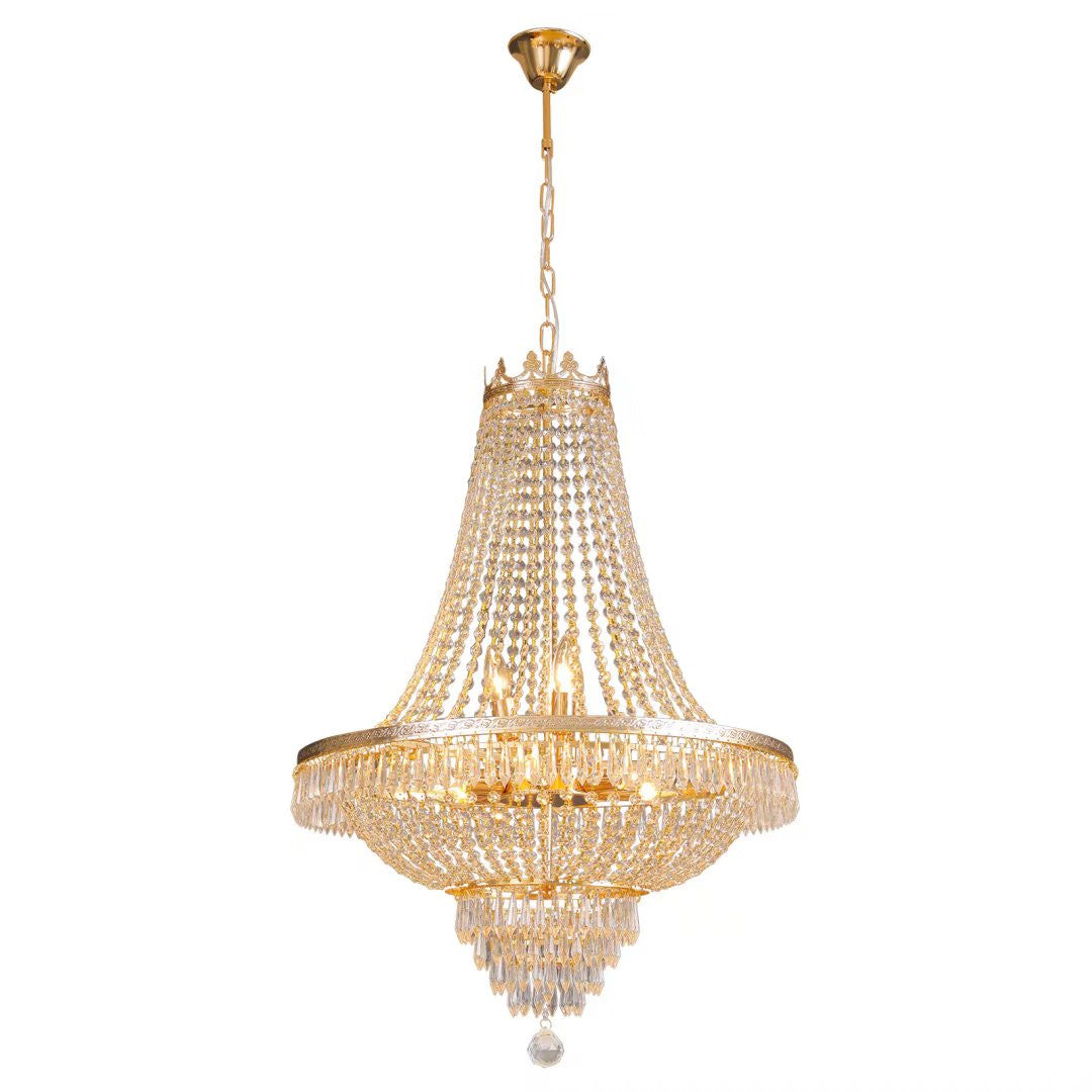 HomeRoots Classy Glam Faux Crystal Chandelier in Gold Finish